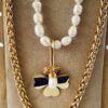 Mixte collier chaîne et perle trèfle